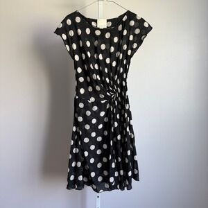ARYN K. Black‎ White Polka Dot Twist Front Dress Size S